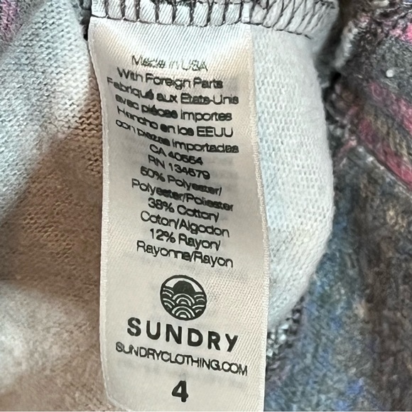 Sundry Plaid Hooded Top with Striped Sleeve Size XL - Picture 7 of 9